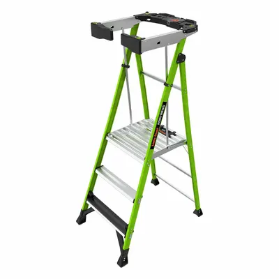 LITTLE GIANT Platform Stepladder: 3 ft Ladder Size, Fiberglass, 375 lb Load Capacity - Safety-Gate Podium Stepladders