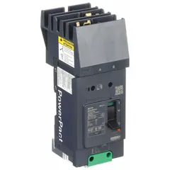 70 A, 2-pole B-Frame molded case circuit breaker from the BDA series. Rated 25kA at 277/408V AC and 525V AC, with fixed instantaneous trip, AB phase connection, and I-Line ON End terminal connection. Used for overcurrent protection in industrial power distribution panels and switchboards.