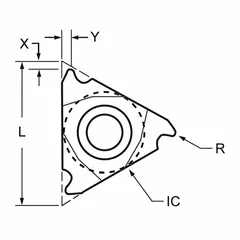 Replaceable carbide insert for internal and external threading operations. Used in CNC lathes and manual machines for cutting threads in metal parts.