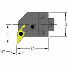 Indexable cutting head unit for internal turning operations, designed for use with replaceable carbide inserts. Suitable for turning, facing, and profiling on CNC lathes and manual machines in general metalworking applications.
