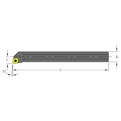 Indexable boring bar for precision internal turning and boring operations. Designed for use with indexable carbide inserts to achieve accurate hole sizing and surface finish in metalworking applications.