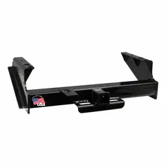 This Class V hitch receiver is constructed from powder-coated carbon steel for corrosion resistance. Designed for installation on the back of a Ford F-450, it requires drilling for mounting. With a gross trailer weight capacity of 17,000 lb and a tongue weight capacity of 17,000 lb, it is suited for heavy-duty towing applications such as hauling large trailers in construction, agriculture, or industrial settings.