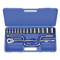 WESTWARD Socket Wrench Set: 1/2 in Drive, 17 Piece, 12-Point, SAE, 3/8 in to 1 1/8 in