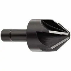This six-flute countersink produces smooth, burr-free chamfered holes in metal, plastic, and composite materials. The AlTiN coating extends tool life in abrasive or high-temperature applications. Body diameter is 3/8 in.
