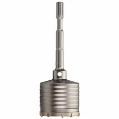 One-piece spline-shank core bit for dry drilling in masonry and concrete. Core diameter 6 in, core body length 3 in, overall length 22 in. Does not include centering bit.