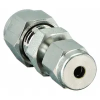 This double-ferrule stainless steel compression union connects 12 mm OD and 3/8 in OD tubing. It features a compression x compression configuration and is compatible with Swagelok fitting brands. Used in industrial fluid systems for leak-tight, vibration-resistant joints