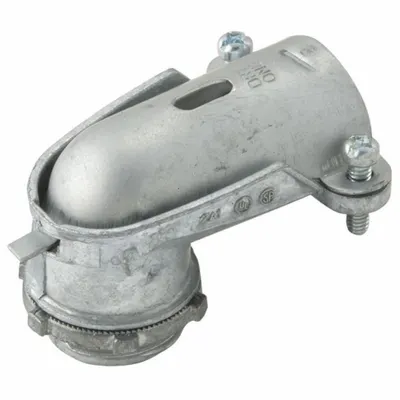 RACO Connector - Clamp Style, 90 Degrees: Zinc, 3/4 in Trade Size, 3/4 in MNPT - 90° Connectors - Clamp Style
