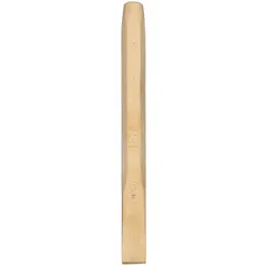 Aluminum bronze cold chisel with a 13/16 in blade width and 8 in overall length. Plain grip handle. Used for cutting and chipping metal in environments where non-sparking tools are required.