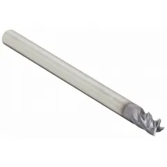 Carbide square end mill with TiAlN coating and 4-flute geometry for fast cutting of steel and cast iron. Mill diameter 1/4", length of cut 3/8", overall length 4". Suitable for general milling operations in industrial metalworking.