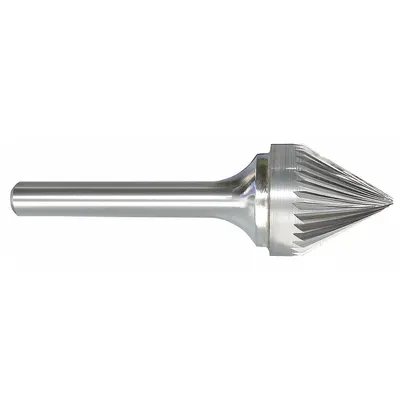 OEM Single-Cut 60-Degree Cone Bur, SJ-42, 1/8" x 3/32" Head, 1/8" Shank - Single-Cut 60-Degree Cone Burs