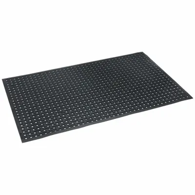 NOTRAX Antifatigue Mat: 4 ft x 6 ft, 5/8 in Thick, Raised Bones, Black, Natural Rubber - Standard Drainage Mats