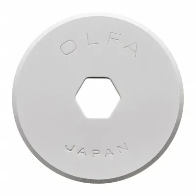 OLFA Rotary Cutter Blade: Straight, 18 mm Blade Dia, Stainless Steel, 0.3 mm Blade Thick - Rotary Cutter Blades