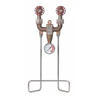 This hose station is constructed with stainless steel and features a bronze finish. It has a maximum flow rate of 9 gpm and a 3/4 in FNPT x FNPT connection, with an overall height of 18 in. Suitable for washdown, cleaning, and general utility applications in industrial and maintenance settings