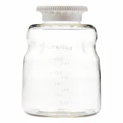 Polystyrene Lab Media Bottle, 500 mL, Screw-On Closure, Graduated, Colorless