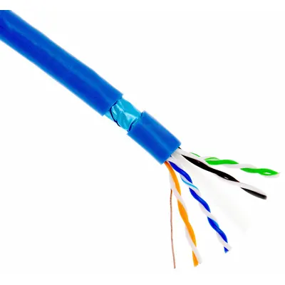TRIPLETT Data Cable: 1,000 ft Cable Lg, 23 AWG, Commercial, Blue, PVC, CAT6U-1000BL - Category 6A Cable