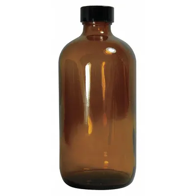 QORPAK Sampling Bottle: 480 mL, Amber, 28-400, Polypropylene, 12, PTFE - Amber Narrow Mouth Round Glass Lab Bottles