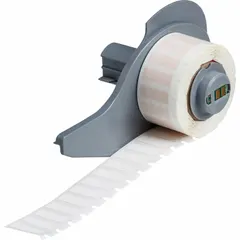 Precut wraparound label cartridge for wire and cable identification. Polyimide material with white matte finish. Designed for 10 AWG to 16 AWG wire gauge. Compatible with M710 printer series; requires M7-R4300 ribbon.