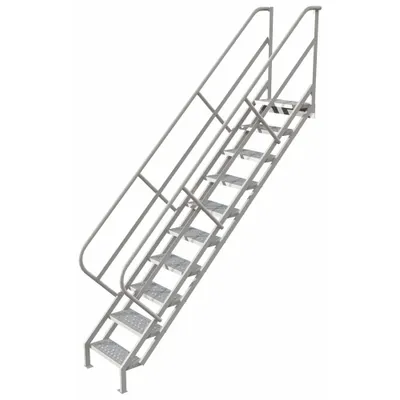 TRI-ARC Portable Stairs: 11.1 ft Overall Ht, Steel, 450 lb Load Capacity, Perforated - Steel Stairs