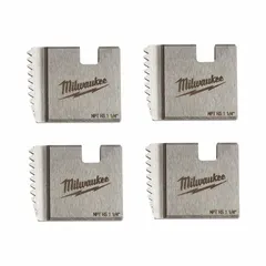 This 4-piece set of high-speed steel pipe dies cuts NPT right-hand threads on 1-1/4 in pipe. Designed for use with manual and handheld power threaders, it is suitable for threading conduit and pipe in field applications.