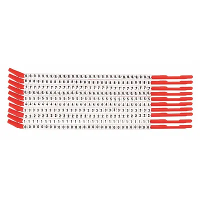 BRADY Wire Marker Wand: 0 to 9, Black on White, 300 Labels, Nylon, -30°F to 251°F - Clip-On Wire Markers