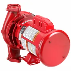 Cast iron inline circulator pump with 1/4 hp motor, rated for 40 gpm at 19 ft max. head. Operates on 115/208–230V AC. Suitable for hydronic heating and potable water circulation in closed-loop systems.