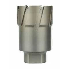 MILWAUKEE Annular Cutter: 2 1/2 in Cutter Dia, 2 in Max Cutting Dp, Pilot Pin Included, Bright (MPN 49-57-2500). Key specifications — attr253884: Yes; attr253885: Bright; attr253886: Carbide; attr253888: Fractional Inch; attr277149: MILWAUKEE.