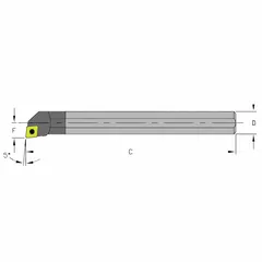 Indexable boring bar for internal machining operations such as boring, facing, and profiling. Accepts replaceable carbide inserts for efficient metal removal without resharpening. Suitable for use in CNC lathes and manual machines.