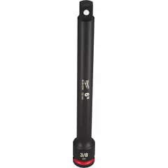 This 3/8" drive impact socket extension extends the reach of impact wrenches or drivers to access fasteners in confined or recessed areas. With a 6-inch overall length and standard type, it is suitable for heavy-duty fastening applications using impact tools. The black phosphate finish provides corrosion resistance.