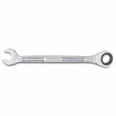 PROTO Combination Wrenches: Alloy Steel, Full Polish Chrome, 1 1/8 in Head Size - SAE Spline Ratcheting Combination Wrenches