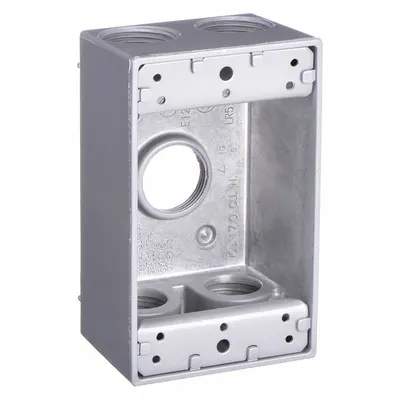 BELL Electrical Box: Aluminum, Rectangular, 1 Gangs, 3/4 in Hub Size, 18.3 cu in Capacity - Aluminum Weatherproof Electrical Boxes