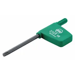 T-shaped Torx key with T8 tip size, standard end, and short length for driving Torx fasteners in confined spaces. Made from alloy steel with a black oxide finish for corrosion resistance. Supplied in a 10-pack for industrial assembly, maintenance, and repair tasks.