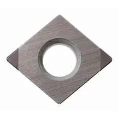 Diamond indexable turning insert for precision machining of non-ferrous materials. Used in turning, boring, and facing operations on CNC lathes. Delivers high surface finish and extended tool life in applications such as automotive and aerospace component manufacturing.