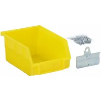 APPROVED VENDOR Pegboard Bin: 5 1/2 in x 4 1/8 in x 3 in, Screw-In, Surface, Yellow, 24 PK