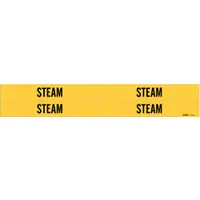 Pipe Marker: Steam, Yellow, Black, Fits 3/4 to 2 3/8 in Pipe O.D., 4 Pipe Markers, Without Arrows (MPN 7270-4)