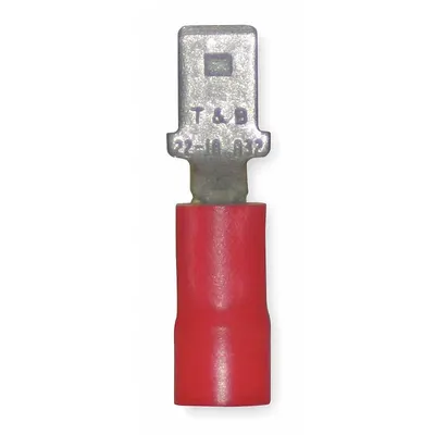 STA-KON Wire Disconnect: Male Tab, Red, Vinyl, Partial Coverage - Partially Insulated Quick Disconnects