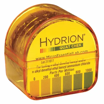 HYDRION Test Paper: Quaternary Ammonium, 0 to 1,000 ppm Quaternary Ammonium, Paper - Single-Parameter Test Strips