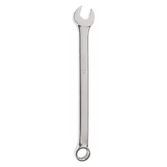 Chrome-finished alloy steel combination wrench with a 23 mm 12-point offset head and 13-inch overall length. Designed for tightening and loosening fasteners in industrial maintenance, assembly, and repair applications.