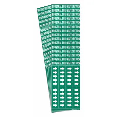 BRADY Industrial Cold Water Return Adhesive Pipe Marker - Industrial Cold Water Return Adhesive Pipe Markers