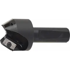 This indexable chamfer mill from KYOCERA is designed for creating beveled edges and deburring workpiece corners in machining operations. It is suitable for use in metalworking, mold making, and precision engineering to prepare edges for assembly or improve part finish.