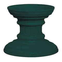 This green powder-coated aluminum pedestal is designed for bolt-mounted installation with a cluster box unit. It measures 13 3/4 in H x 17 3/4 in W x 17 3/4 in D and includes mounting hardware. Suitable for supporting centralized mail delivery in multi-tenant settings.