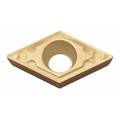 This diamond indexable turning insert is designed for precision machining of non-ferrous materials such as aluminum, copper, and plastics. It provides sharp cutting edges and wear resistance for fine finishing cuts in turning operations.
