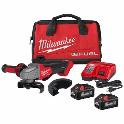 MILWAUKEE Angle Grinder Kit: 5 in_4 1/2 in Wheel Dia, Brushless Motor, (2) 6.0 Ah - Milwaukee Cordless Angle Grinders