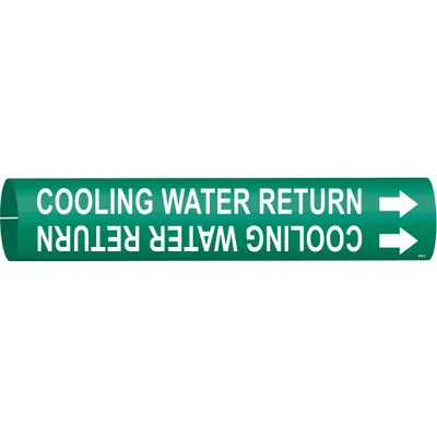 BRADY Pipe Marker: Cooling Water Return, Green, White, Fits 4 to 6 in Pipe O.D. - Cooling Water Return Snap-On Pipe Markers