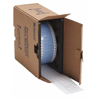BRADY Sleeve Label: 3/32 in x 1/2 in, Polyolefin, White (Matte) - Brady Precut Sleeve Label Rolls