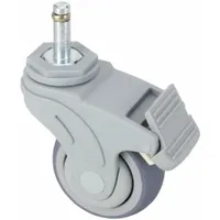 APPROVED VENDOR Stem Caster: Swivel, Total Lock, 3 in Wheel Dia., 1 1/4 in Wheel Wd, Rubber, Plastic (MPN P17S-RP030K-SG1-TB)