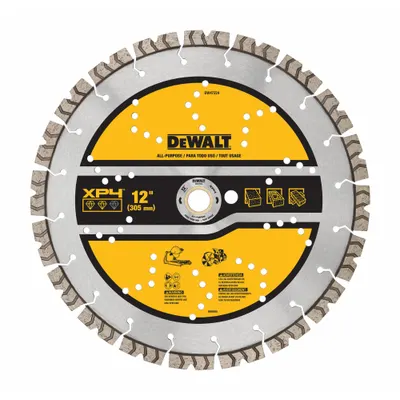 DEWALT Diamond Saw Blade: Block/Brick/Concrete, 12 in Blade Dia., 1 in Arbor Size - Concrete & Asphalt-Cutting Blades