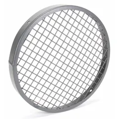 This steel inlet guard features a baked enamel finish and 1/2-inch wire spacing to prevent debris entry while maintaining airflow. It includes mounting hardware and is OSHA compliant. Suitable for protecting fan inlets in ventilation systems.