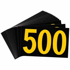 Retroreflective sheeting KVA marker displaying the number '500' in Gothic font. Character height is 2 1/2 inches and character width is 4 3/4 inches. Used for identifying transformer or electrical equipment ratings in industrial and utility settings.