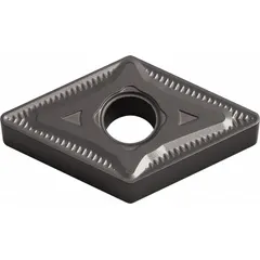 Diamond indexable turning insert for precision machining of non-ferrous materials, composites, and abrasive alloys. Used in turning, facing, and profiling operations to achieve fine surface finishes and extended tool life.
