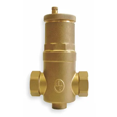 BELL & GOSSETT Air Separator: Brass Body, For Water, 1 in Female Sweat, Horizontal, 150 psi Max. - Inline Air Separators